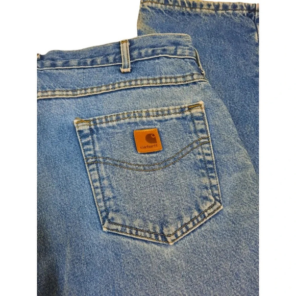 Carhartt Flannel Lined Workwear Jeans Size 34 x 30 Medium Wash Blue Denim Warm - Picture 6 of 6